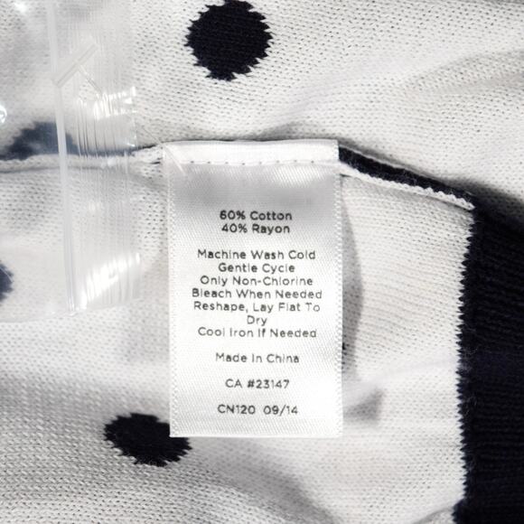 NEW Talbots Cardigan Navy White Polka Dot Reverse Pattern Inside 3/4 Sleeve Sz S - Picture 8 of 11
